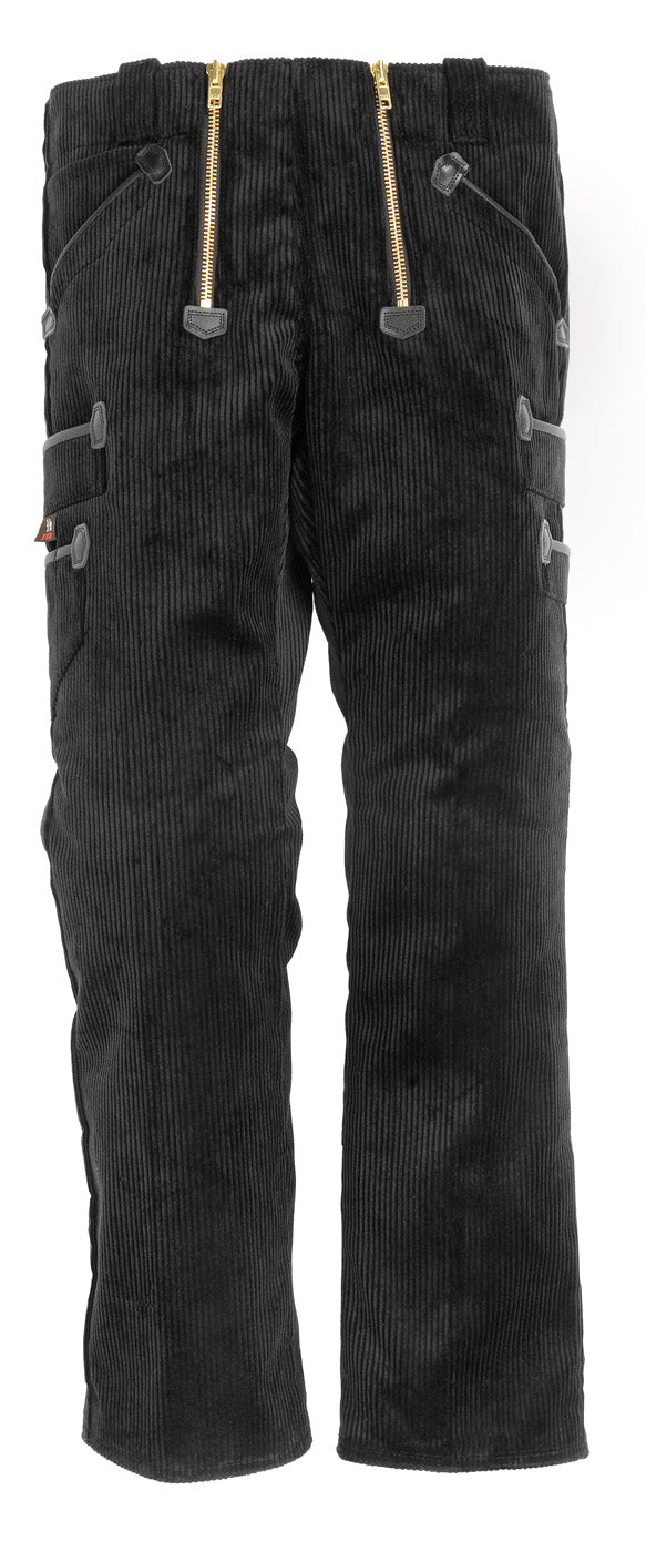 FHB EGON Zunfthose TRENKERCORD DREIDRAHT mit Echtleder schwarz