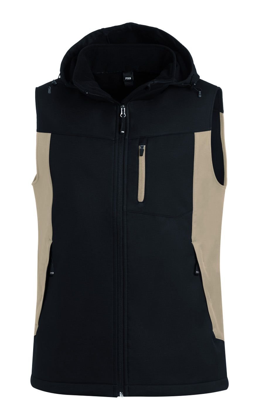 FHB JUSTUS Softshellweste beige/schwarz