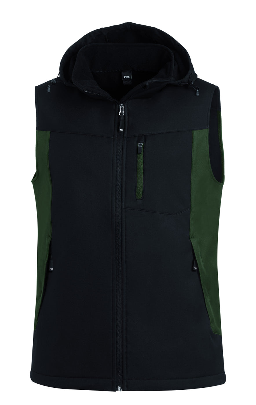 FHB JUSTUS Softshellweste oliv/schwarz