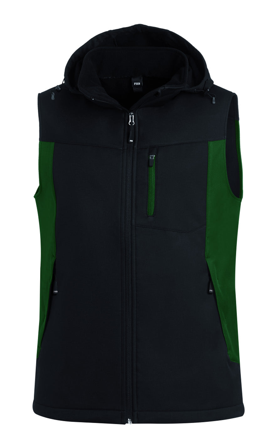 FHB JUSTUS Softshellweste grün/schwarz
