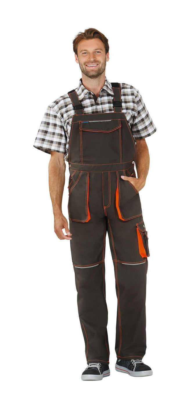 Planam Latzhose Basalt Neon oliv/orange