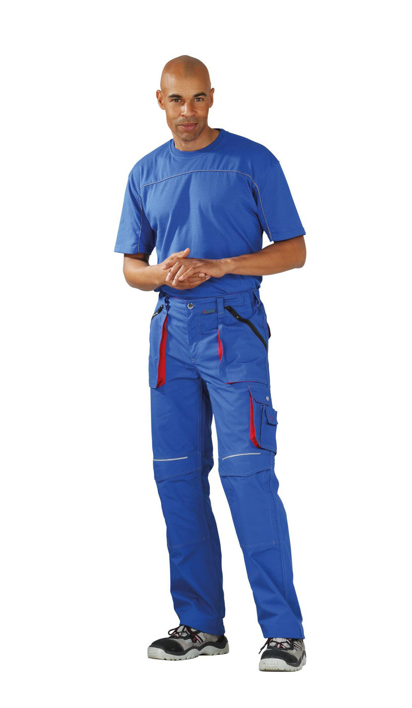 Planam Bundhose Basalt kornblau/rot