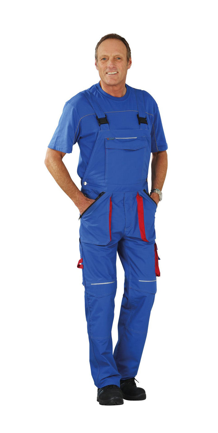 Planam Latzhose Basalt kornblau/rot