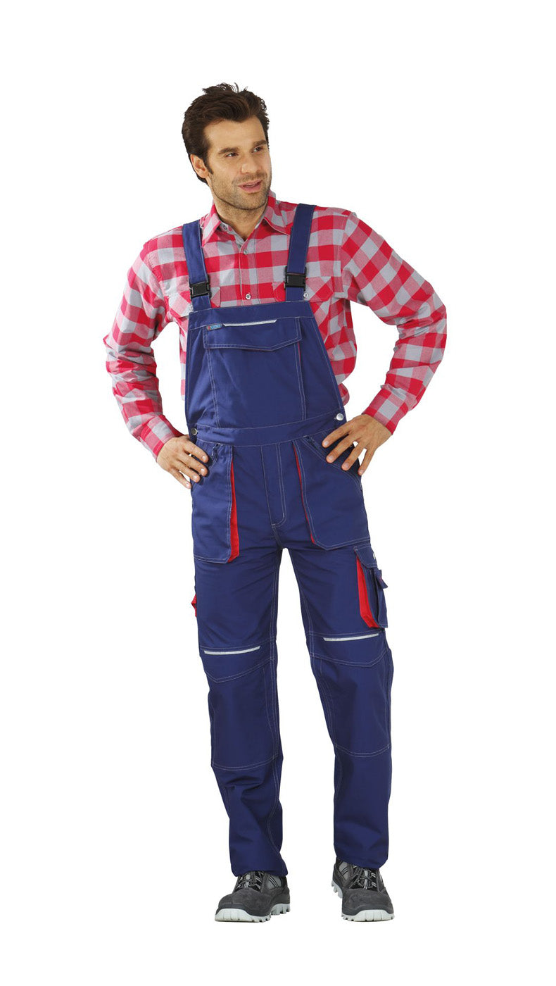 Planam Latzhose Basalt marine/rot