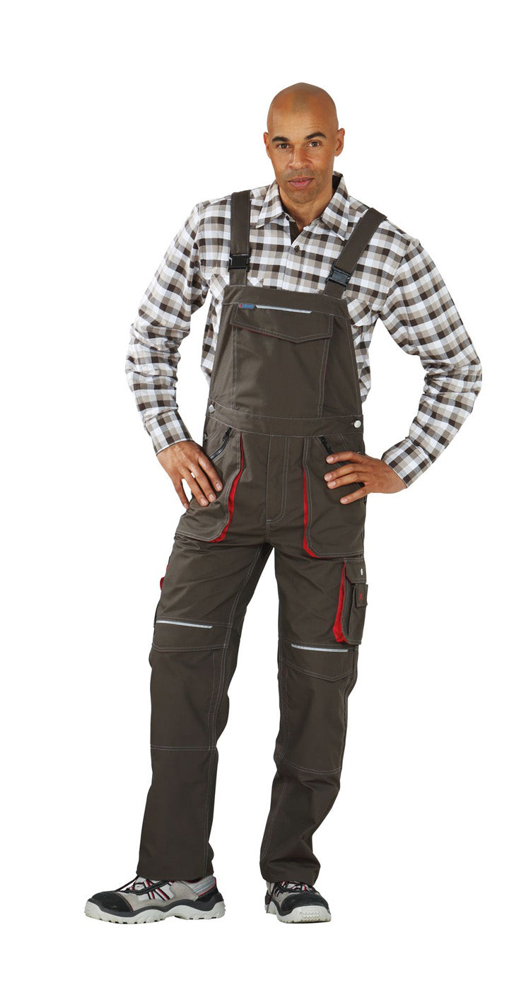 Planam Latzhose Basalt oliv/rot