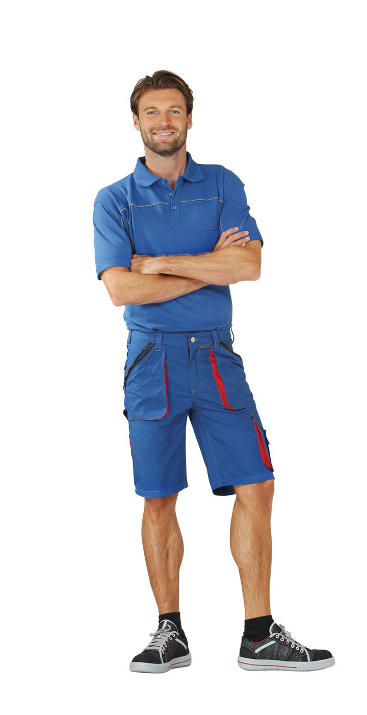 Planam Shorts Basalt kornblau/rot