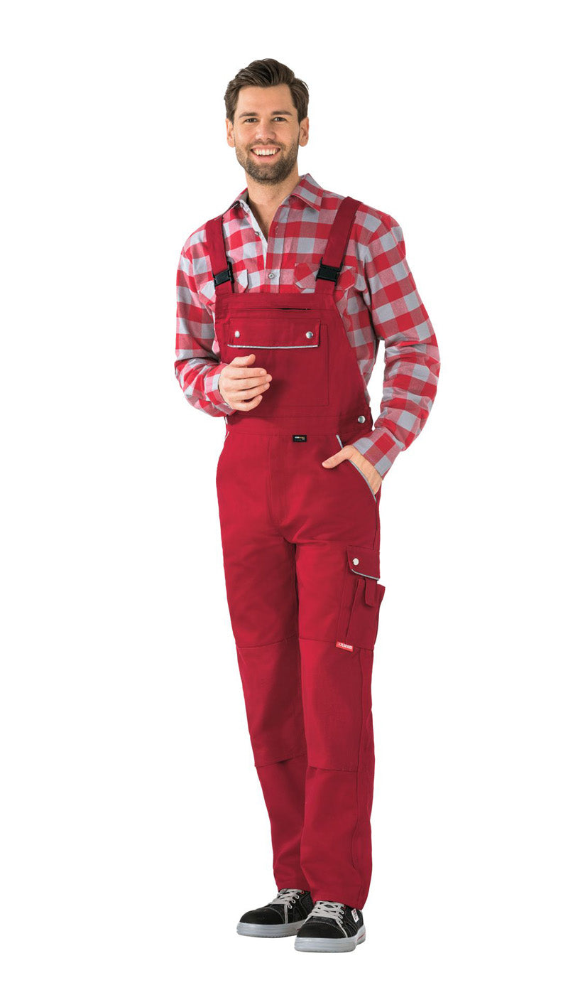 Planam Latzhose Canvas 320 rot/rot