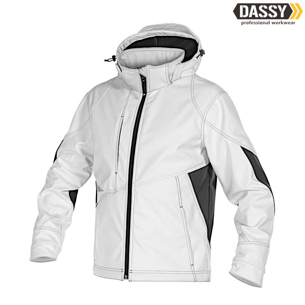 DASSY GRAVITY Painters SOFTSHELL-JACKE weiß-grau