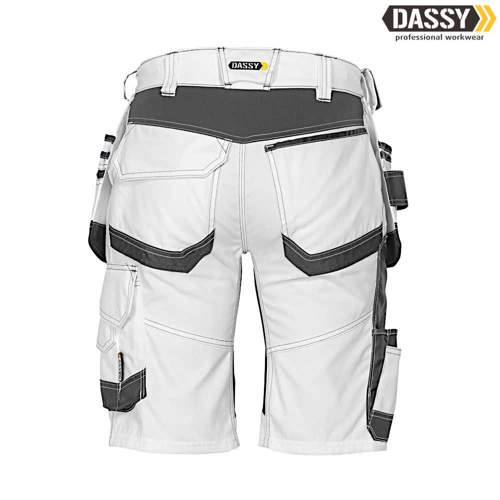 DASSY TRIX PAINTERS Malershorts mit Stretch und Holstertaschen weiß-anthrazitgrau