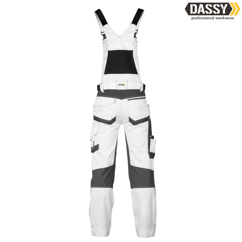 DASSY Tronix Painters Malerlatzhose mit Stretch und Kniepolstertaschen weiß-grau