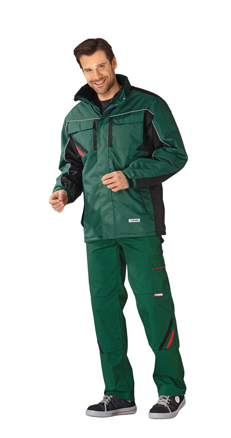 Planam Winterjacke Highline grün/schwarz/rot