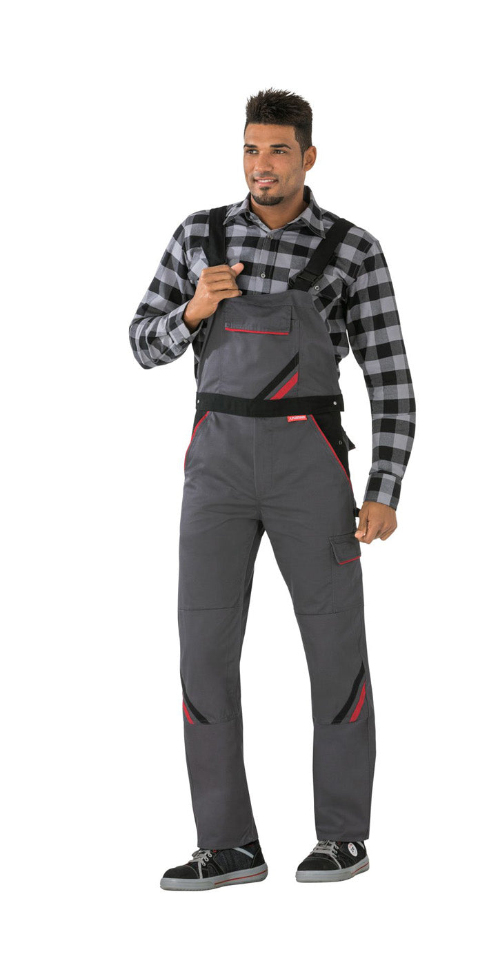 Planam Latzhose Highline schiefer/schwarz/rot