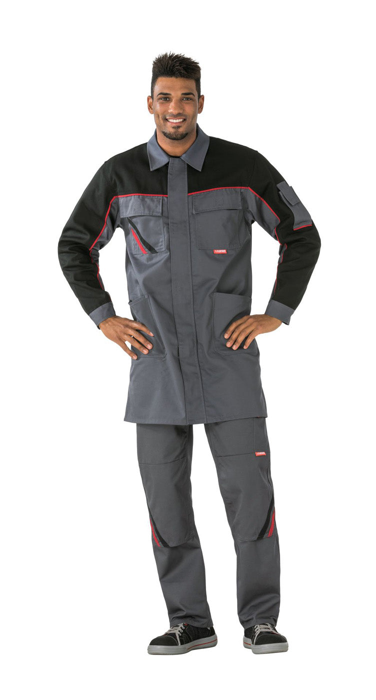 Planam Berufsmantel Highline schiefer/schwarz/rot