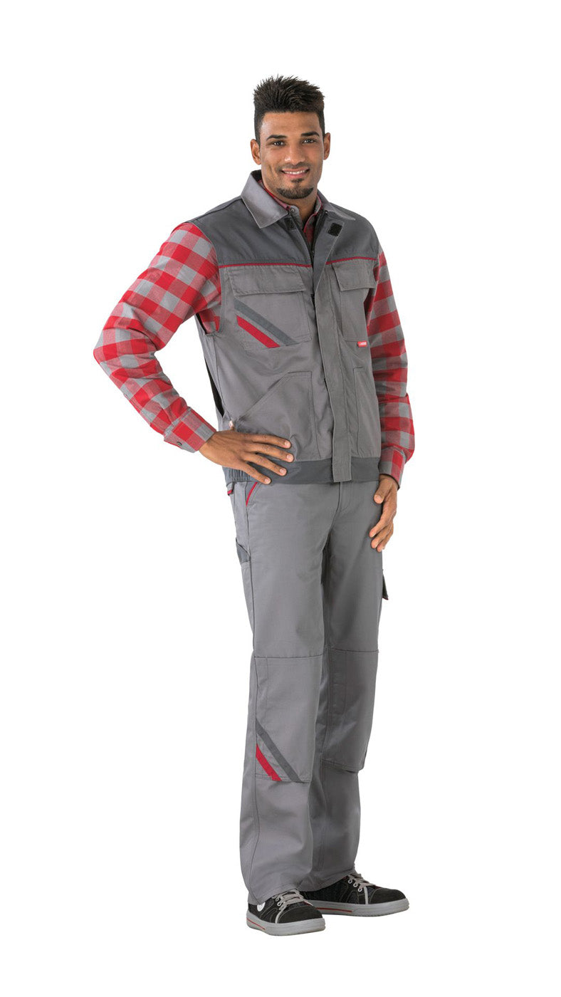 Planam Weste Highline zink/schiefer/rot