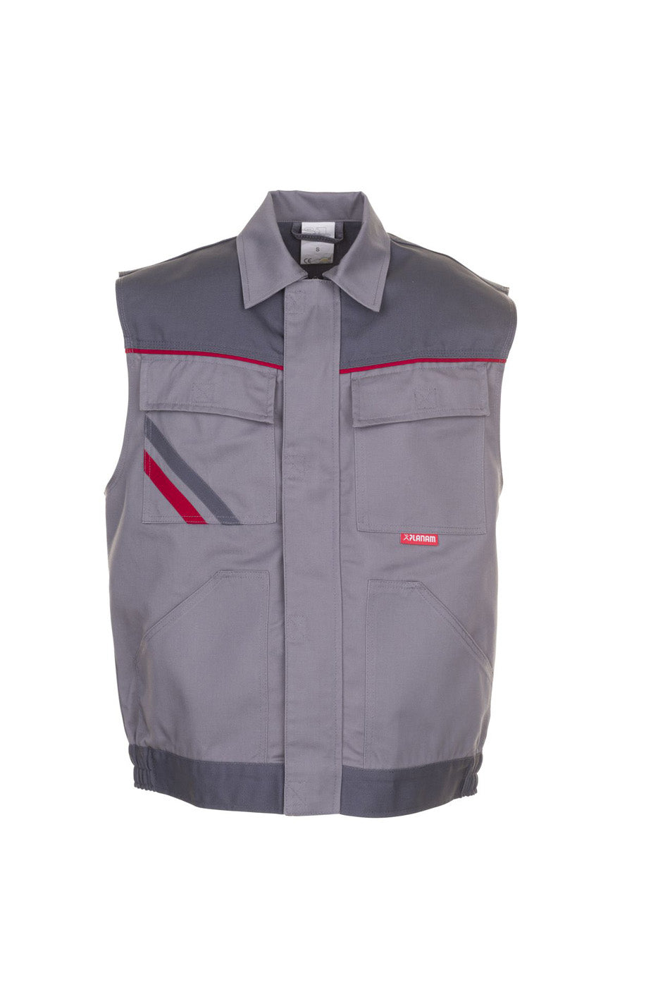 Planam Weste Highline zink/schiefer/rot