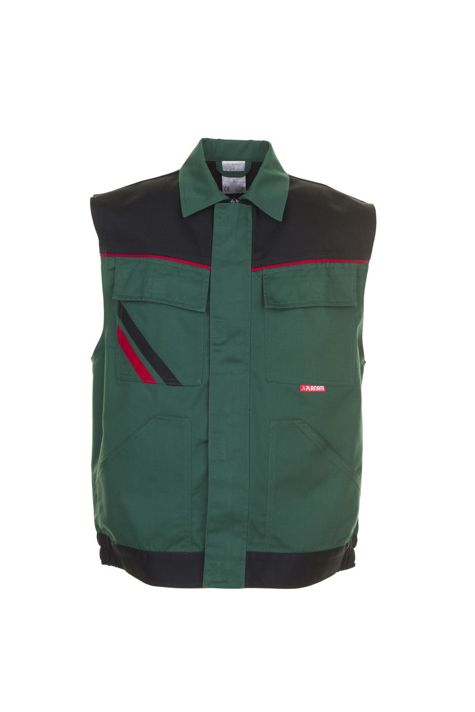 Planam Weste Highline grün/schwarz/rot