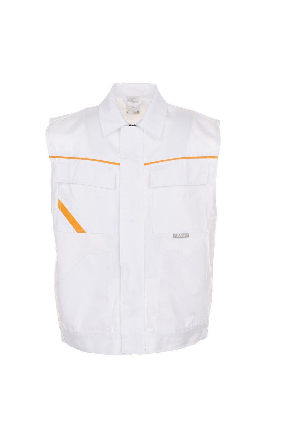 Planam Weste Highline reinweiß/reinweiß/gelb