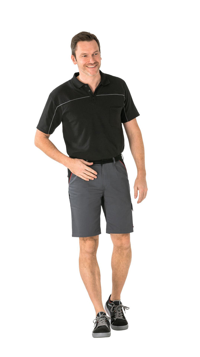 Planam Shorts Highline schiefer/schwarz/rot