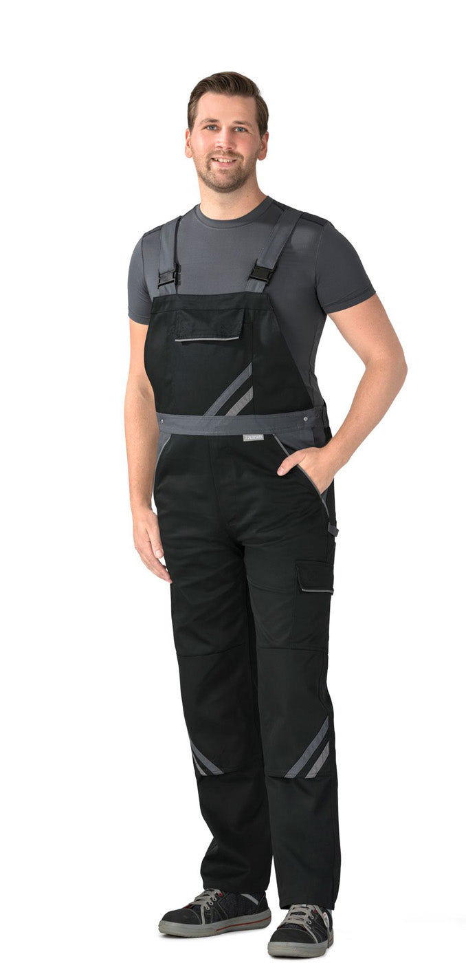 Planam Latzhose Highline schwarz/schiefer/zink