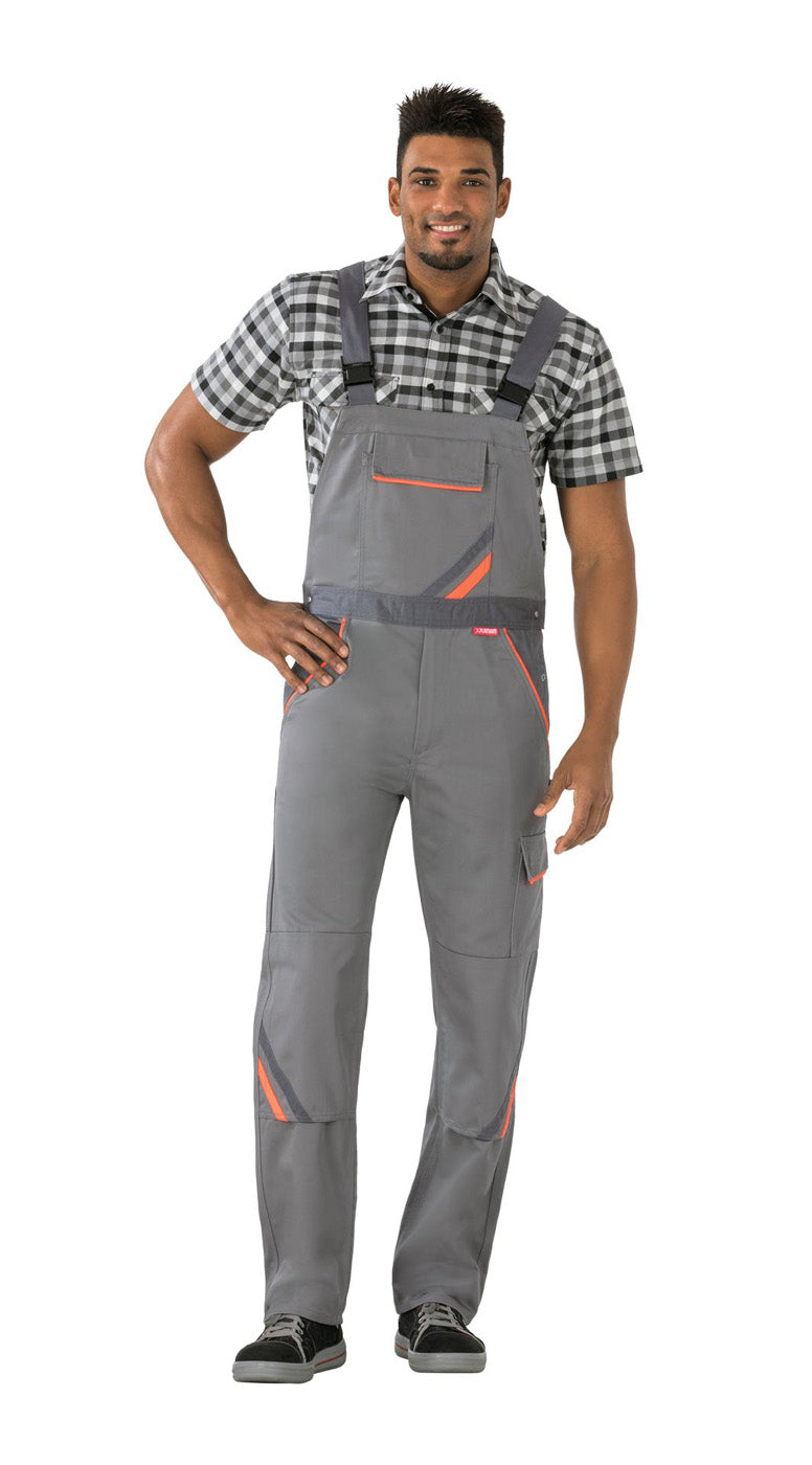 Planam Latzhose Visline zink/orange/schiefer