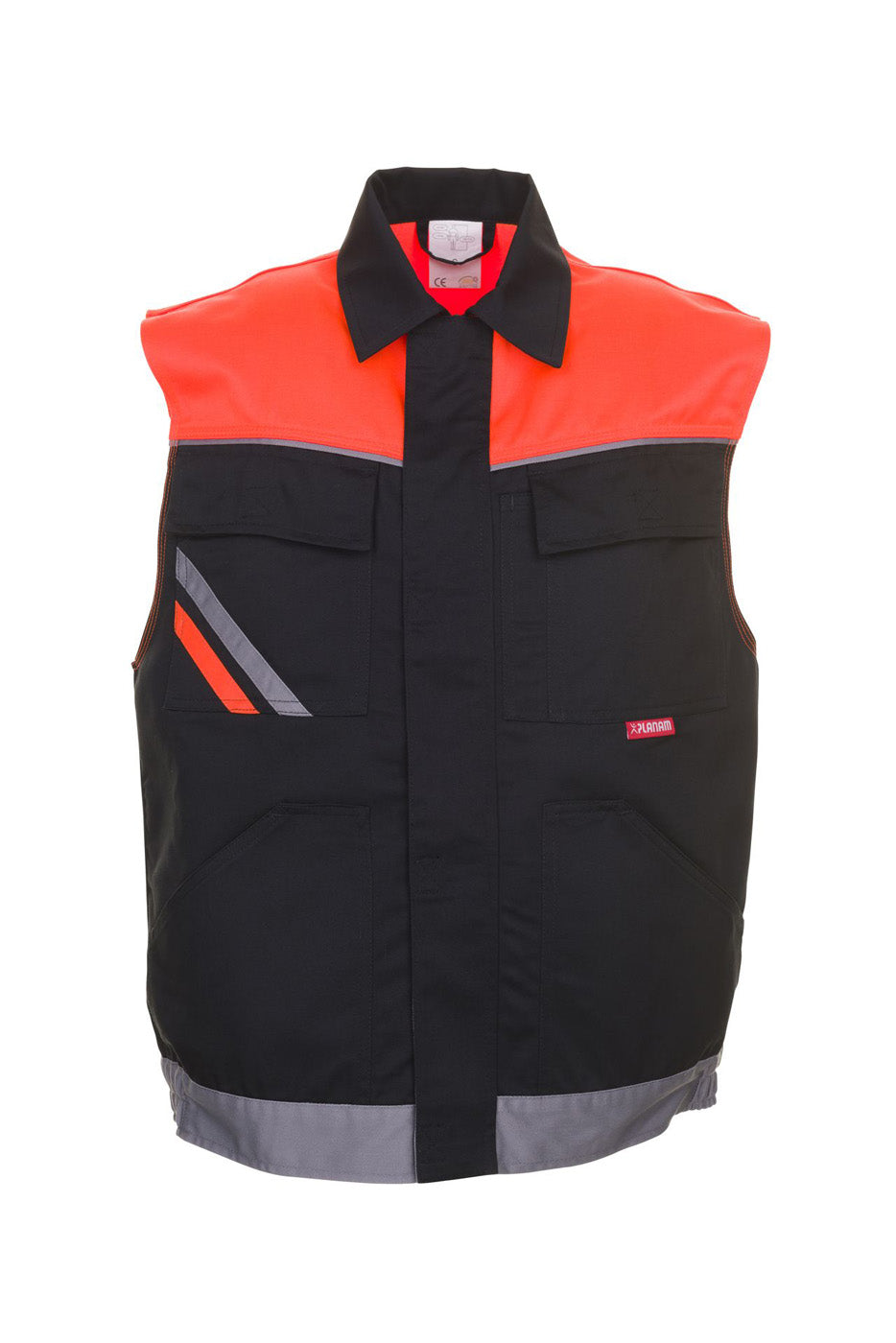 Planam Weste Visline schwarz/orange/zink