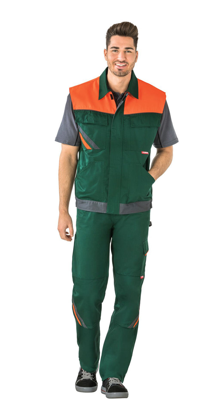 Planam Weste Visline grün/orange/schiefer