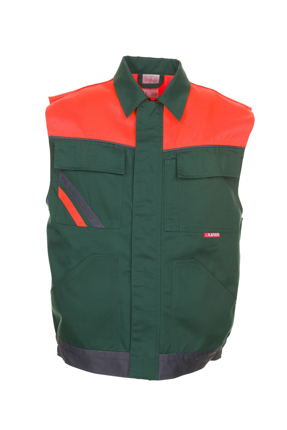 Planam Weste Visline grün/orange/schiefer