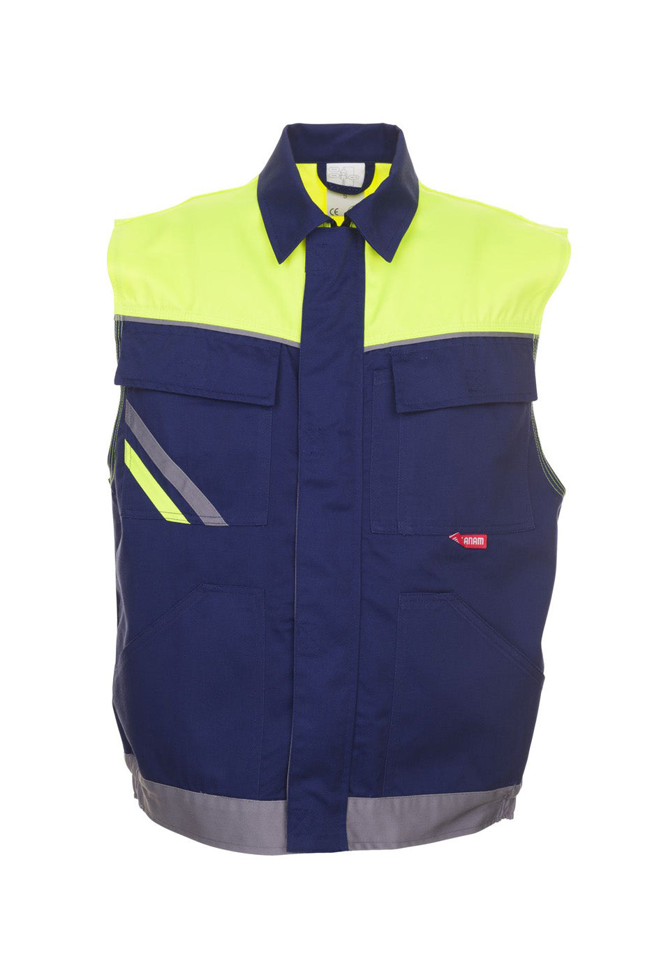 Planam Weste Visline marine/gelb/zink