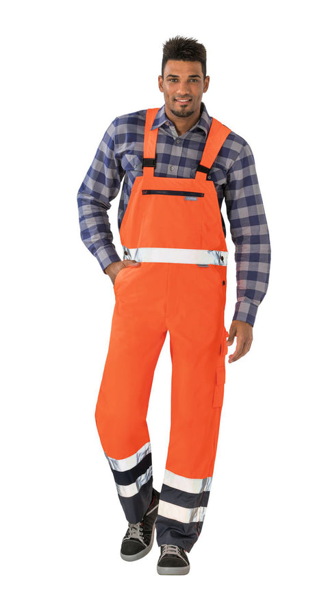 Planam Regenlatzhose Warnschutz orange/marine