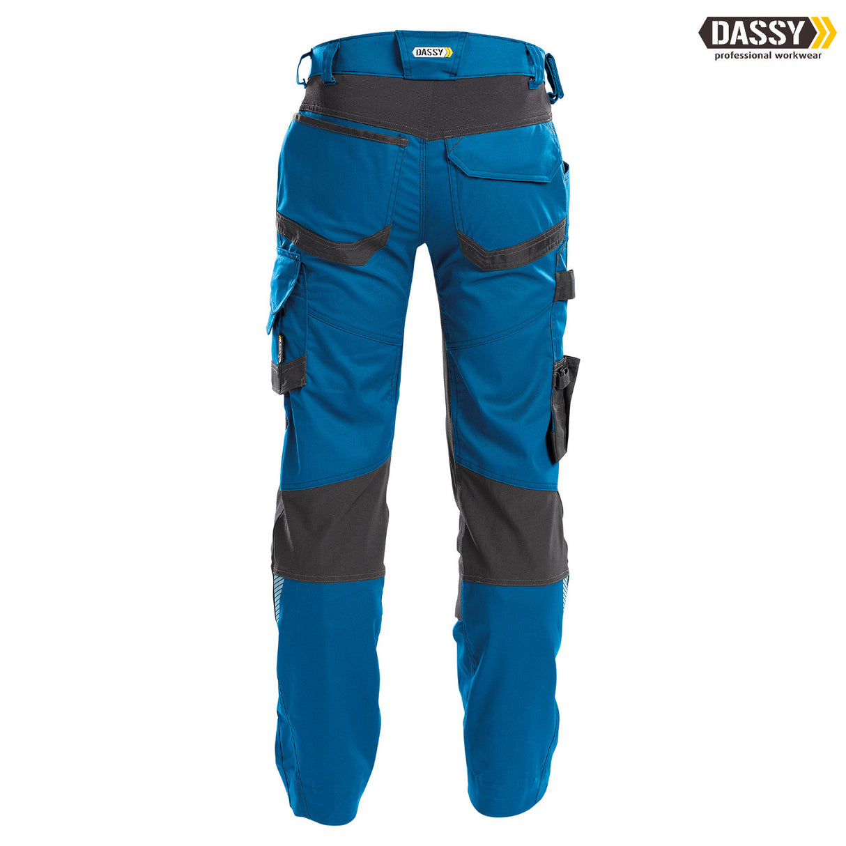 DASSY® Dynax Bundhose Stretch Kniepolstertaschen D-Flex azurblau grau