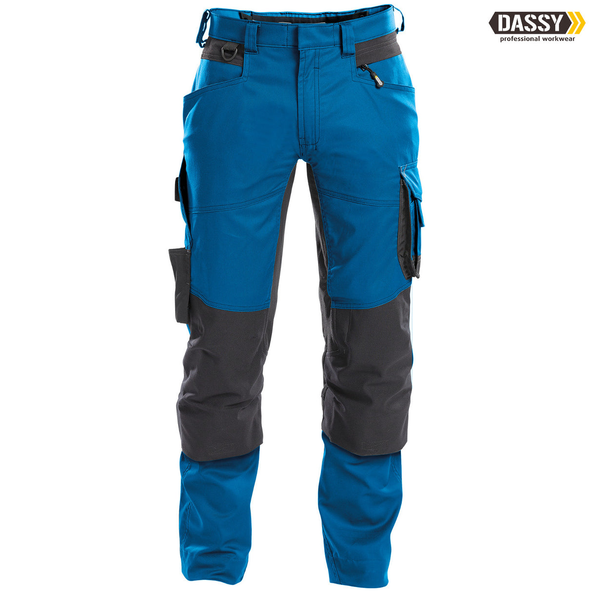 DASSY® Dynax Bundhose Stretch Kniepolstertaschen D-Flex azurblau grau