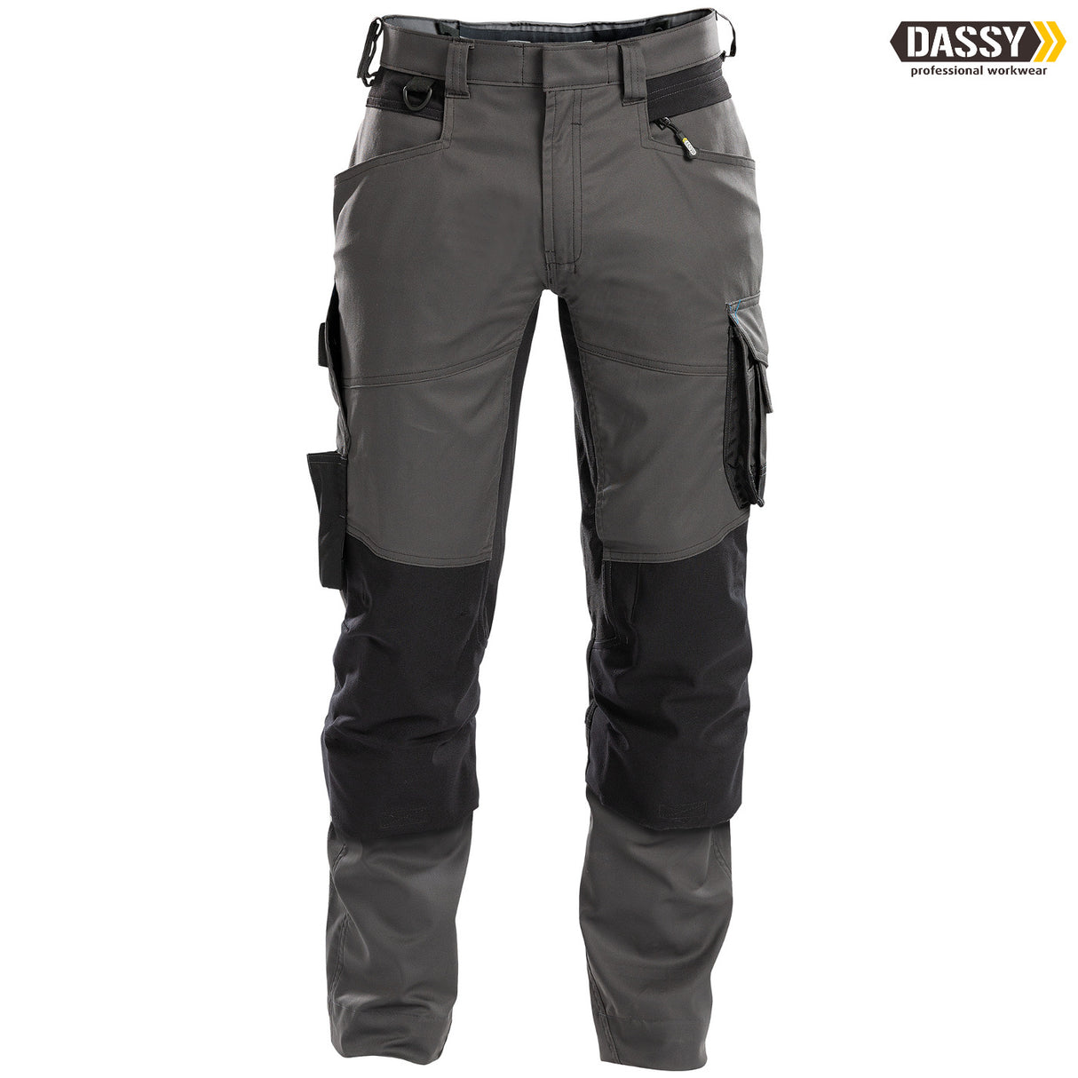 DASSY® Dynax Bundhose Stretch Kniepolstertaschen D-Flex grau schwarz
