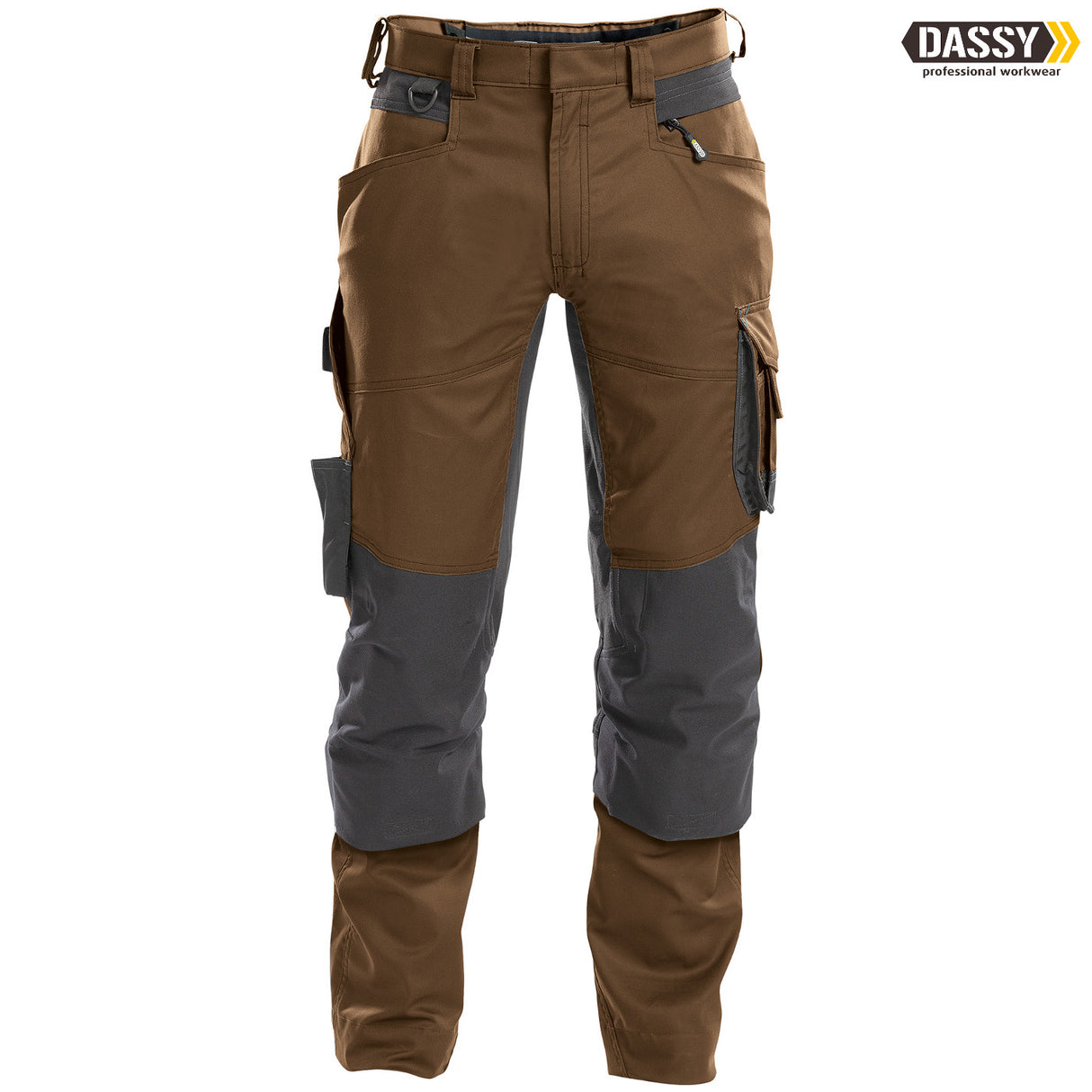 DASSY® Dynax Bundhose Stretch Kniepolstertaschen D-Flex lehmbraun grau