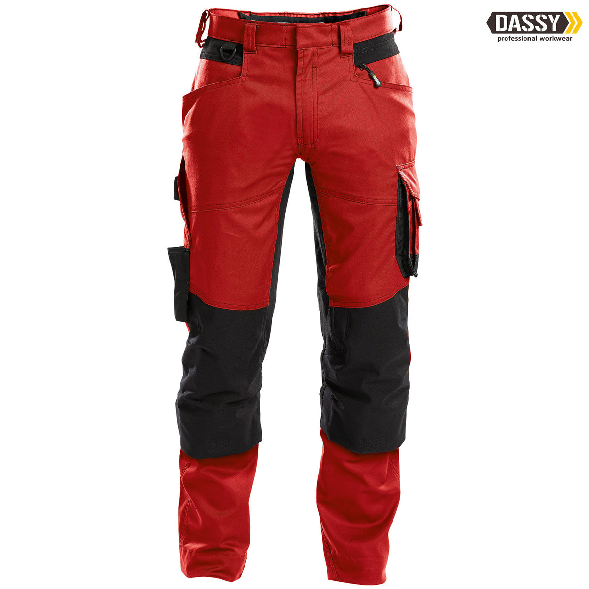 DASSY® Dynax Bundhose Stretch Kniepolstertaschen D-Flex rot schwarz