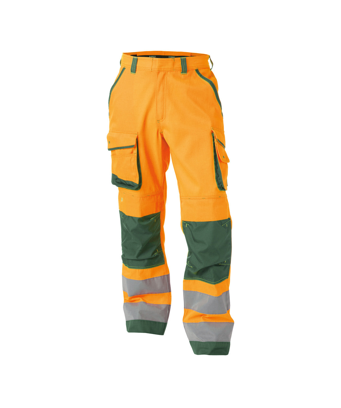 DASSY® Chicago Warnschutz Bundhose mit Kniepolstertaschen neonorange/flaschengrün