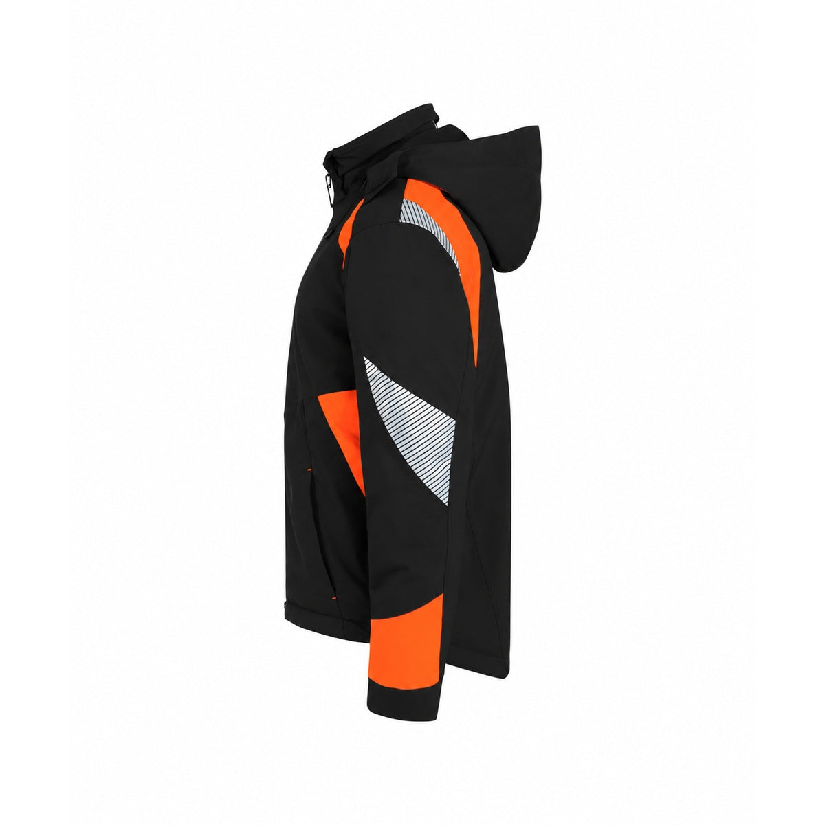 DASSY Itaqui 300599 Winterjacke Schwarz/Fluo-Orange – Seitenansicht (Farbvisualisierung)
