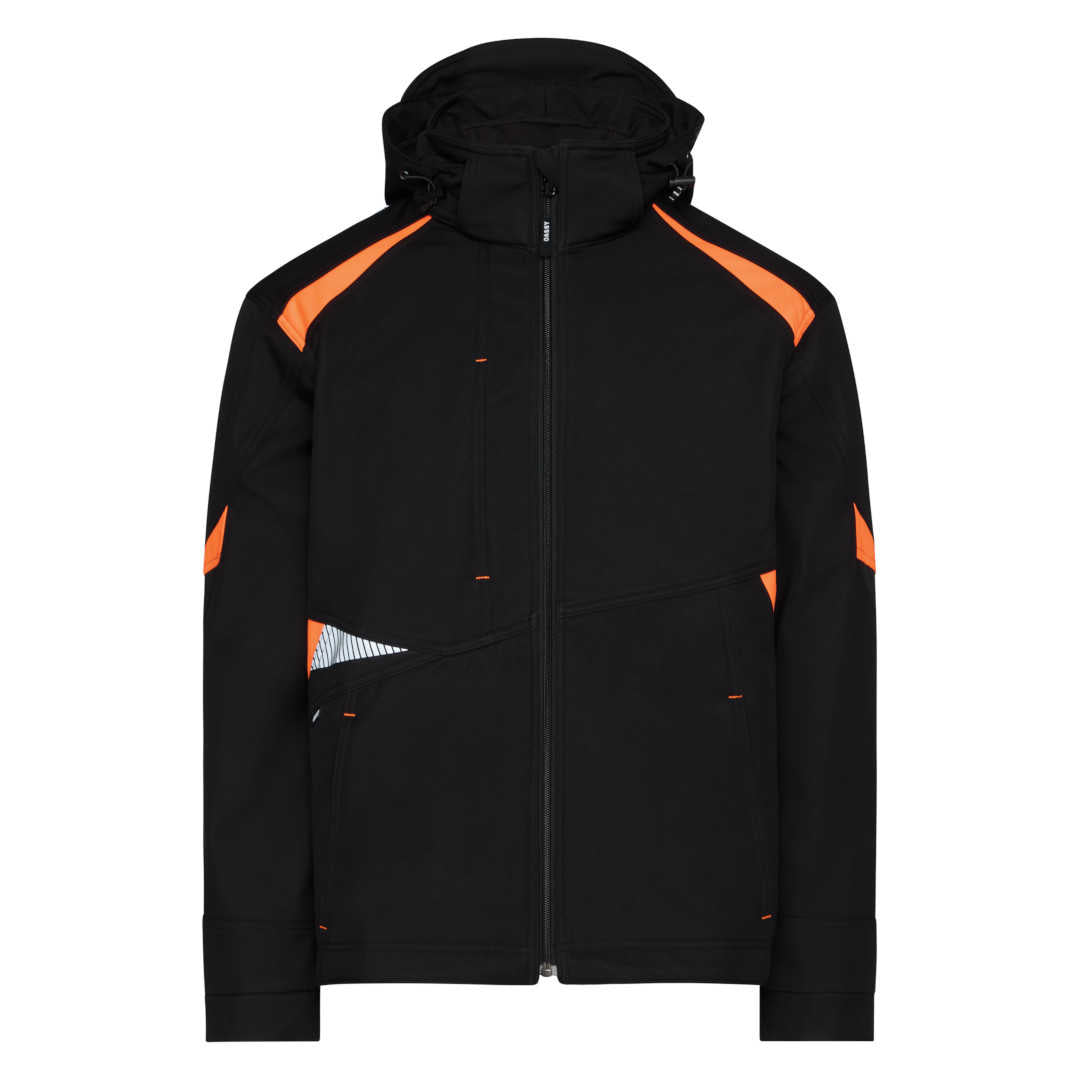 DASSY Kalama Softshelljacke Herren schwarz/orange fluo – Frontansicht