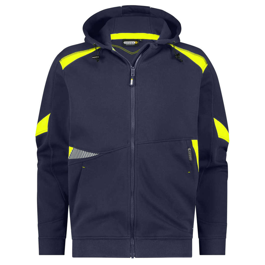 DASSY Logix Sweatjacke Santos nachtblau neongelb