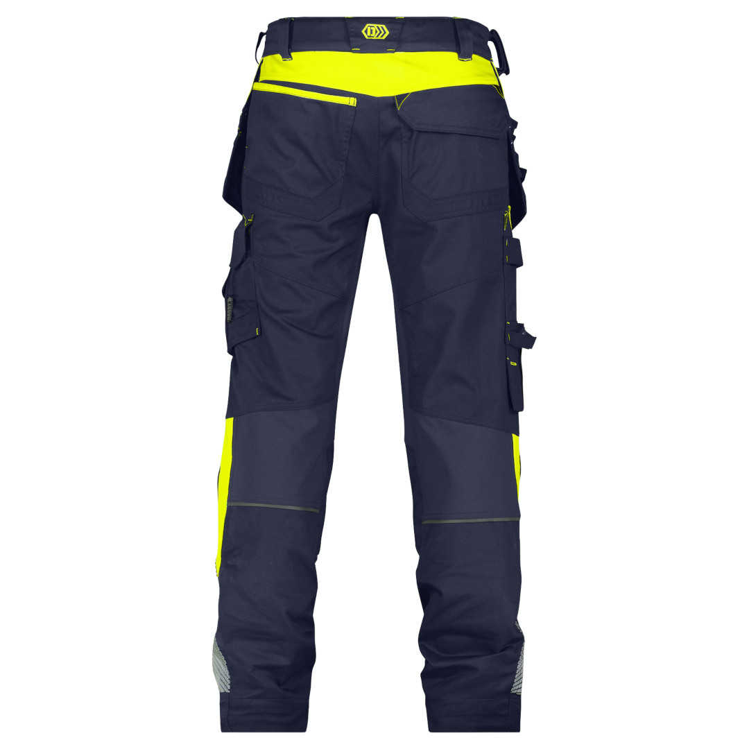 Dassy Shanghai Arbeitshose mit Holstertaschen und Stretch nachtblau-neongelb