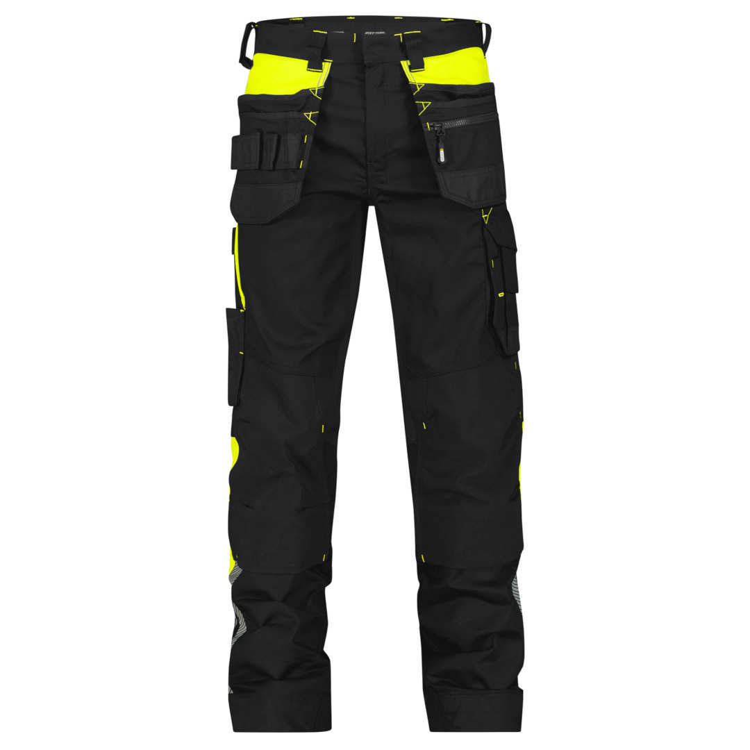 Dassy Shanghai Arbeitshose mit Holstertaschen und Stretch schwarz-neongelb