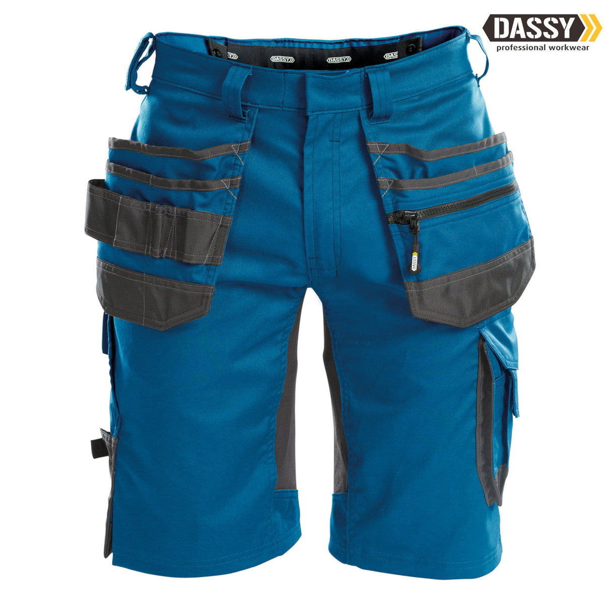DASSY® TRIX MULTITASCHEN-SHORT MIT STRETCH azurblau grau