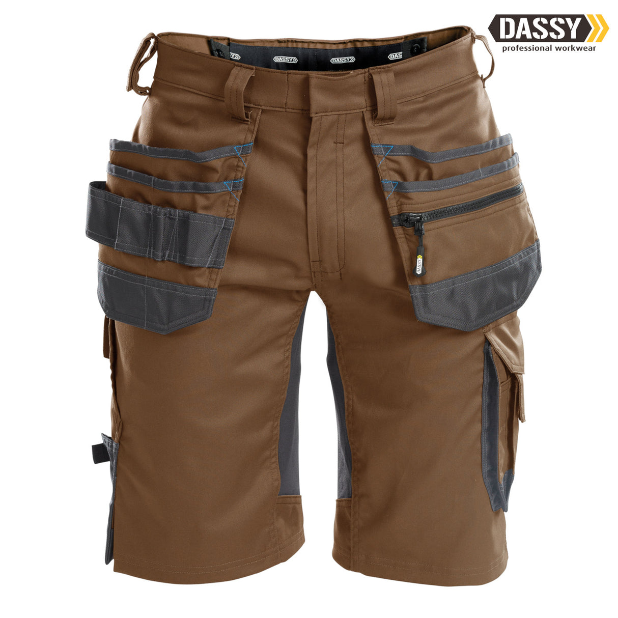 DASSY® TRIX MULTITASCHEN-SHORT MIT STRETCH lehmbraun grau