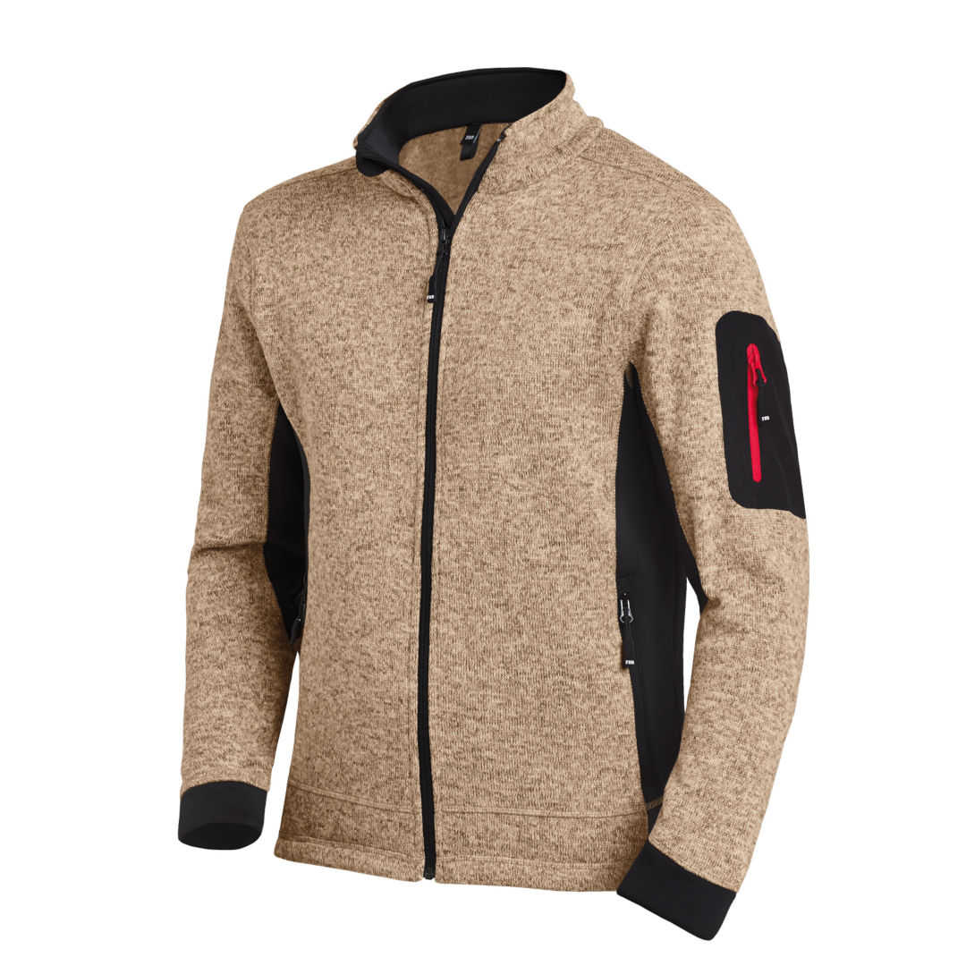 FHB Christoph Strickfleecejacke beige-schwarz