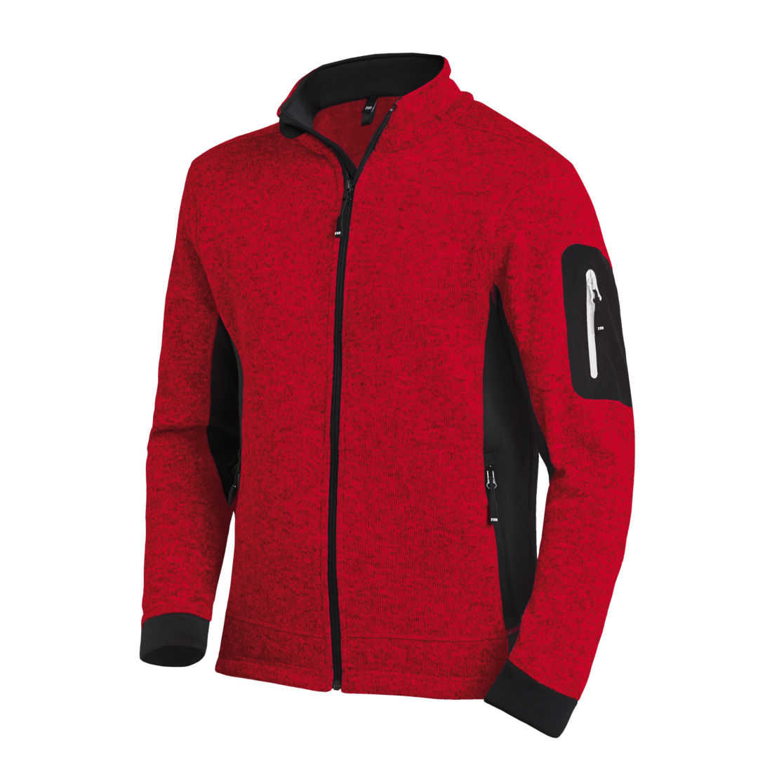 FHB Christoph Strickfleecejacke rot-schwarz