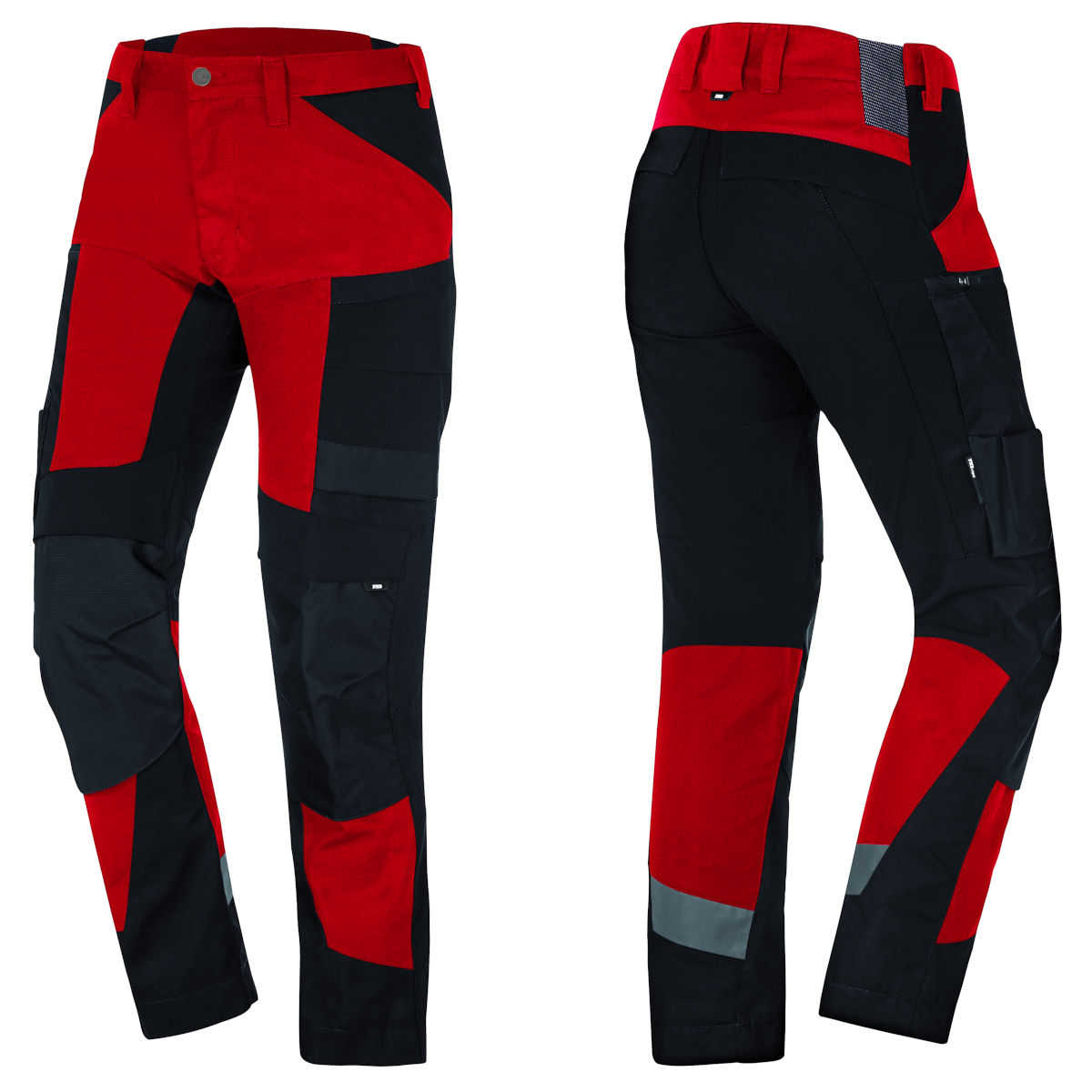 FHB Leo Arbeitshose elastisch rot schwarz