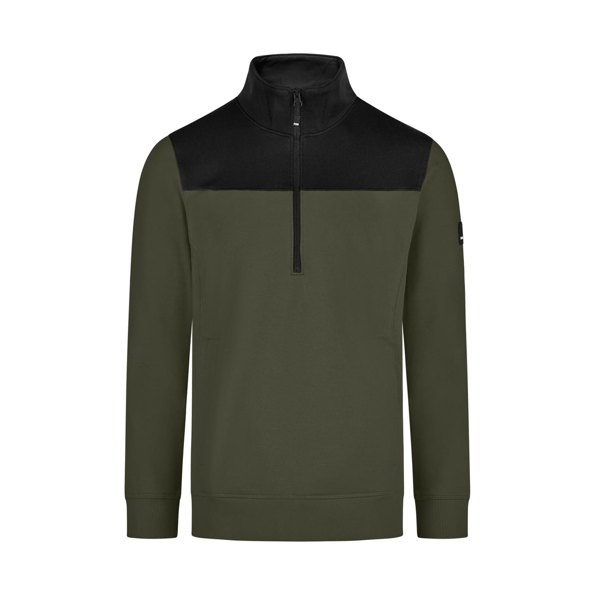 FHB ROB 821120 Zip-Sweatshirt Oliv-Schwarz – Vorderansicht