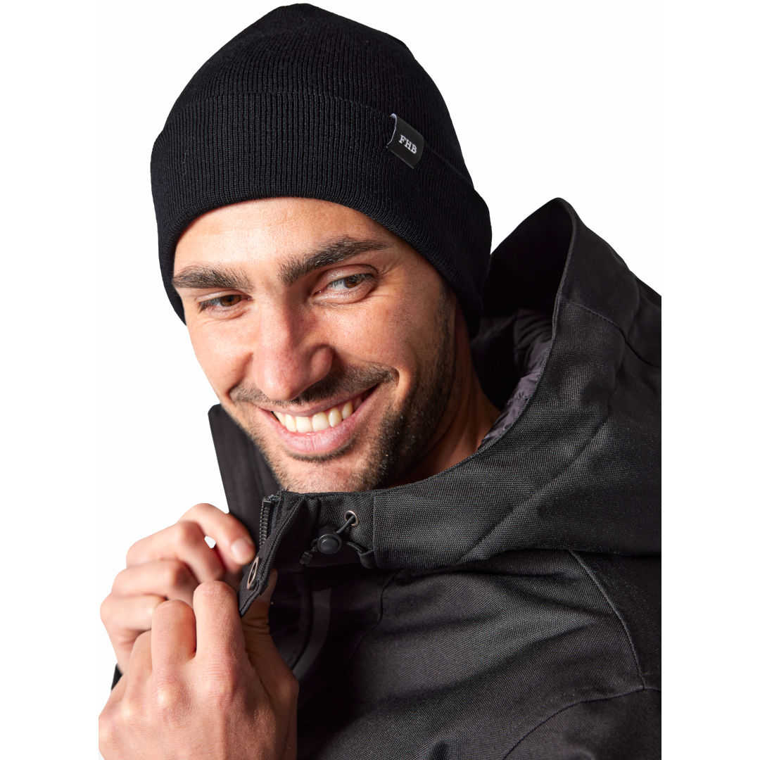 FHB WENDELIN Wollmütze schwarz