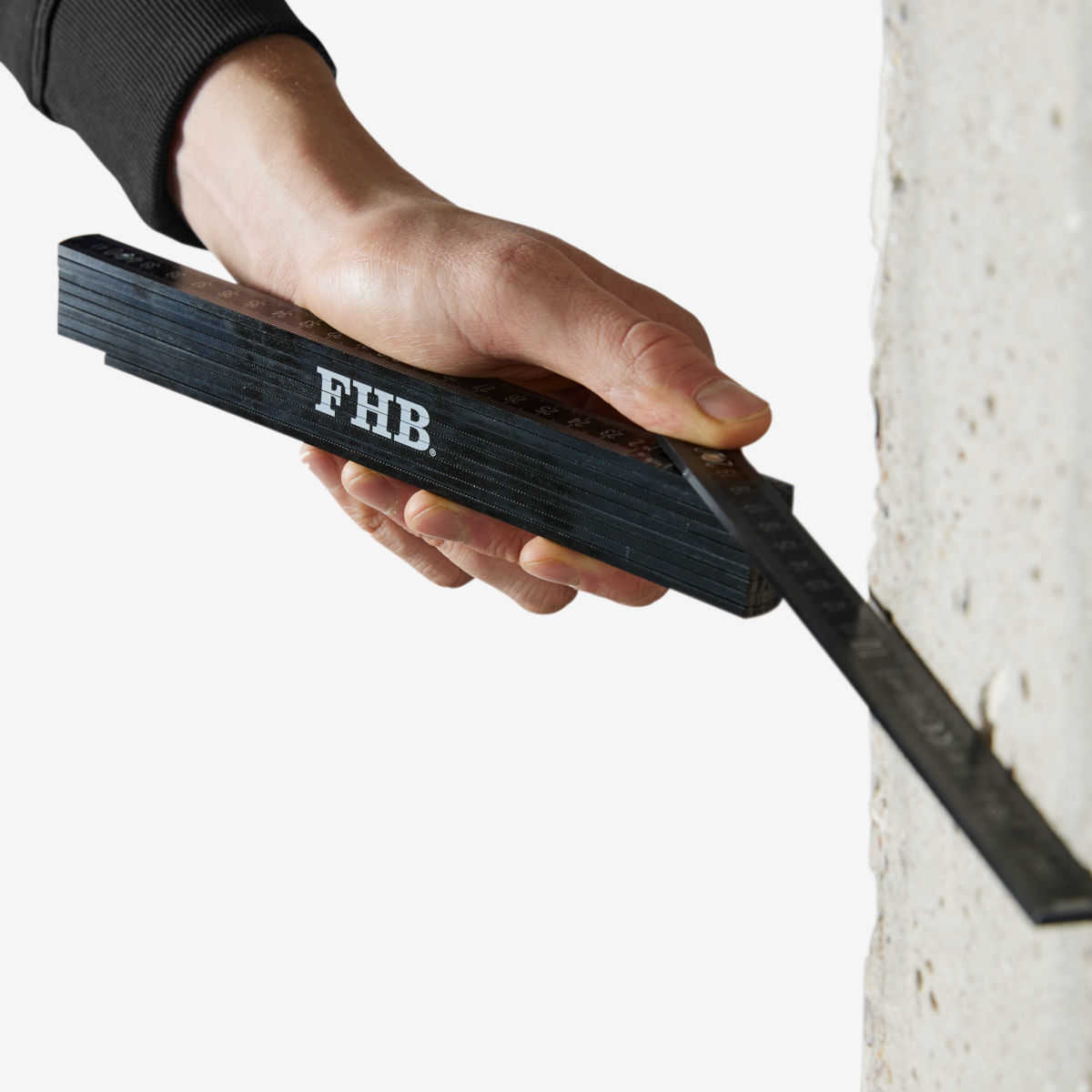 FHB Xaver Zollstock schwarz aufgeklappt
