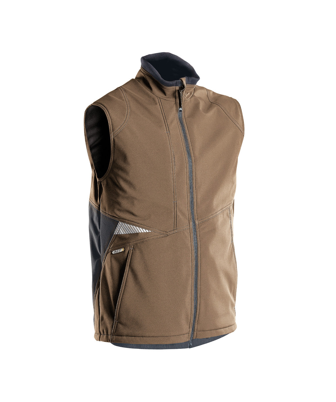 DASSY Fusion Softshell-Weste lehmbraun/anthrazitgrau
