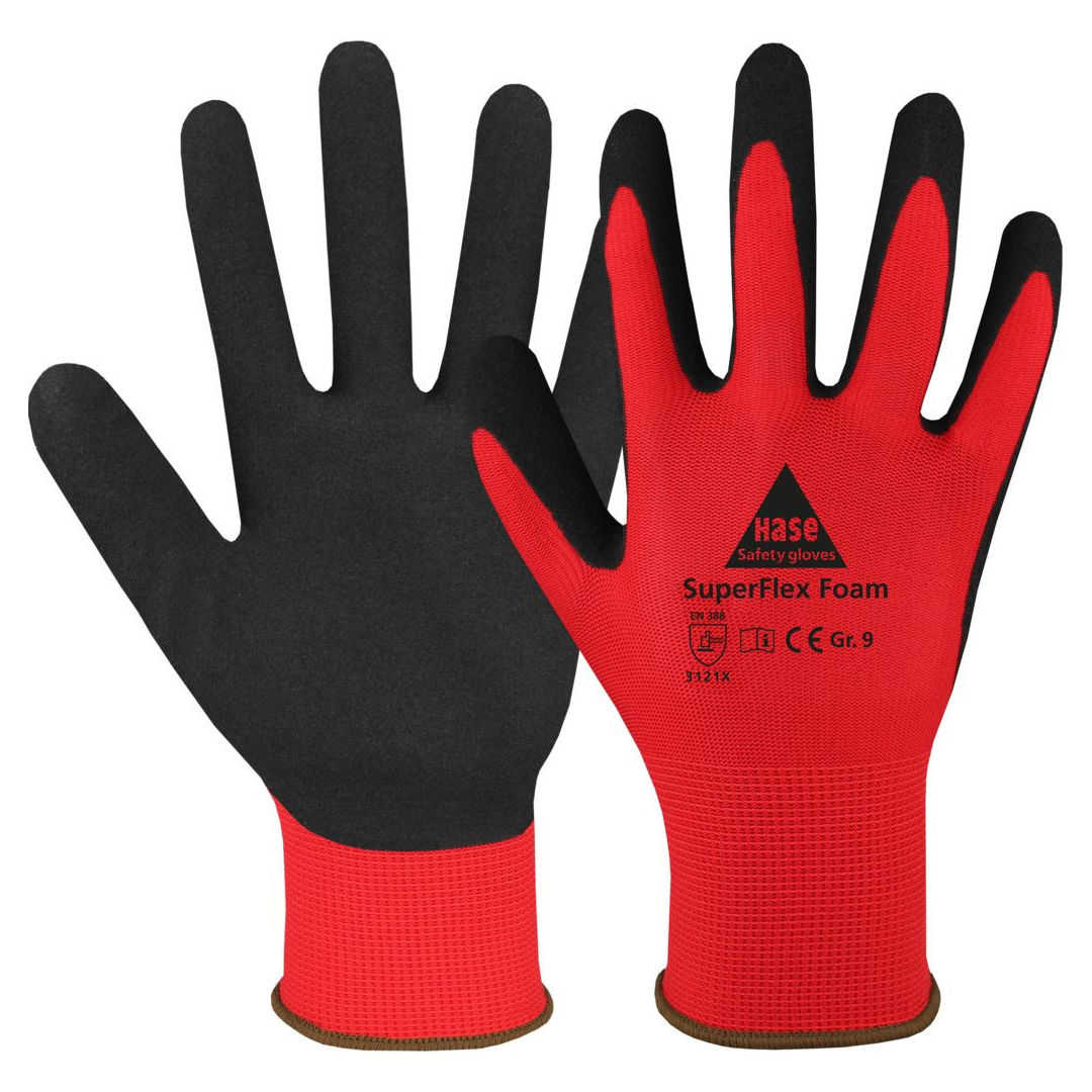Hase Superflex Foam Arbeitshandschuhe rot